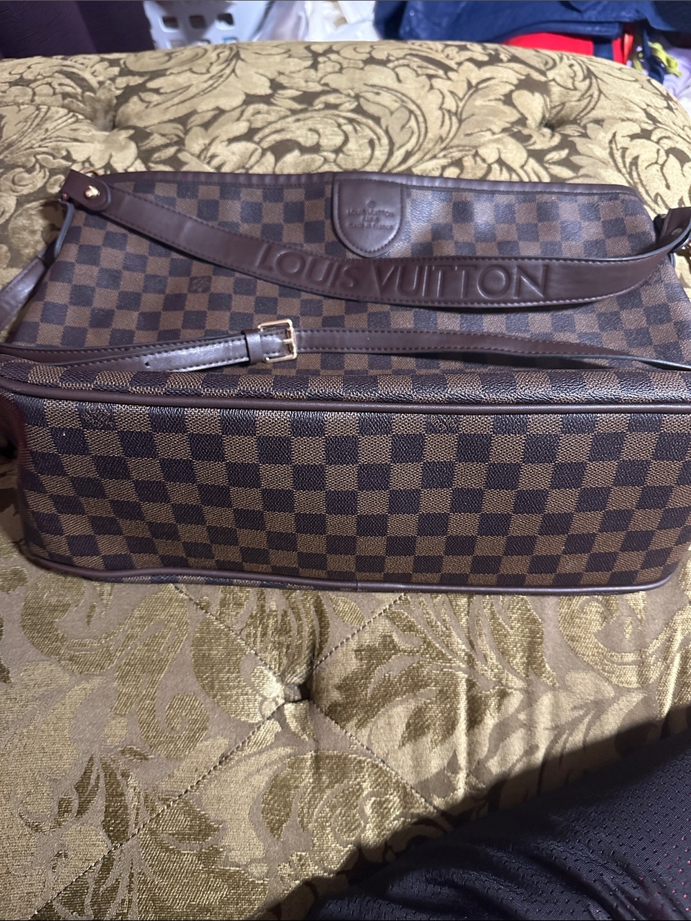 Source Unknown Brown Checkered Hobo Shoulder Bag